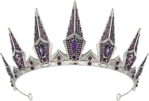 SWEETV Gothic Crowns for Women Black Tiara Queen Crown Witch Hair Accessories for Costume Halloween Prom Party, Silver in Saudi Arabia