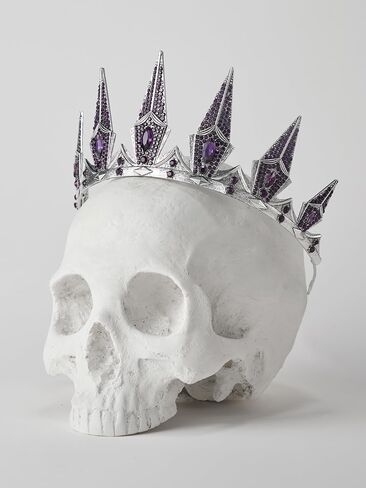 SWEETV Gothic Crowns for Women Black Tiara Queen Crown Witch Hair Accessories for Costume Halloween Prom Party, Silver in Saudi Arabia