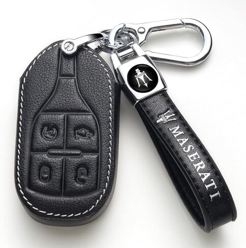 Leather Key Fob Case Cover,Key Shells Suit for Maserati 2013-up Quattroporte, Ghibli, 2017-up Levante All Models for Man and Women Key fod Holder Accessories Black in Saudi Arabia