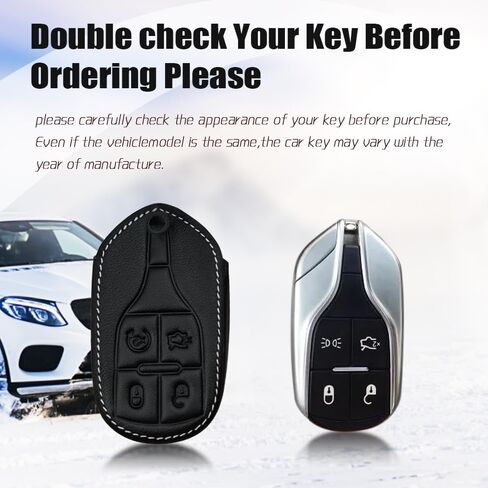 Leather Key Fob Case Cover,Key Shells Suit for Maserati 2013-up Quattroporte, Ghibli, 2017-up Levante All Models for Man and Women Key fod Holder Accessories Black in Saudi Arabia