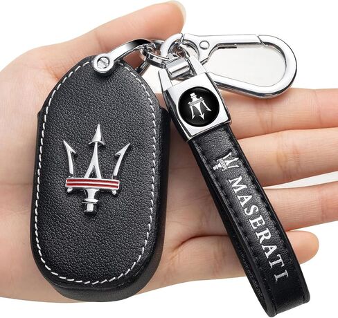 Leather Key Fob Case Cover,Key Shells Suit for Maserati 2013-up Quattroporte, Ghibli, 2017-up Levante All Models for Man and Women Key fod Holder Accessories Black in Saudi Arabia