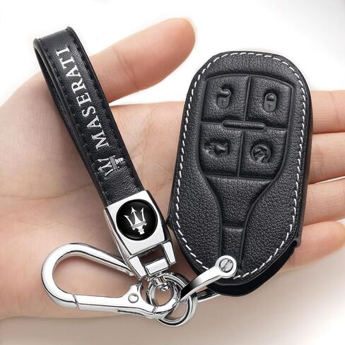 Leather Key Fob Case Cover,Key Shells Suit for Maserati 2013-up Quattroporte, Ghibli, 2017-up Levante All Models for Man and Women Key fod Holder Accessories Black in Saudi Arabia
