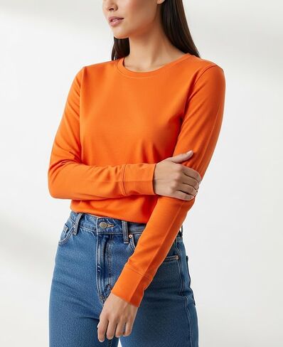 Andrew Scott Womens' Long Sleeve 100% Cotton T Shirt | All Season Crew Neck Base Layer Tops | Multi Packs in Saudi Arabia