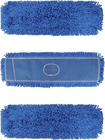 36 Inch Dust Mop Head: Replacement Medium Washable Commercial Mop Head - Sweeper and Janitorial Dust Mop Head Replacement Blue (Blue - 36 Inch, 3 Pack) in Kuwait