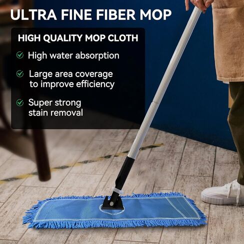 36 Inch Dust Mop Head: Replacement Medium Washable Commercial Mop Head - Sweeper and Janitorial Dust Mop Head Replacement Blue (Blue - 36 Inch, 3 Pack) in Kuwait