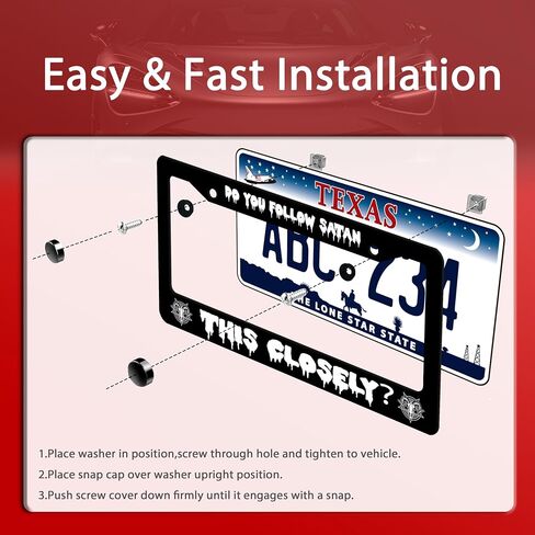 Do You followe Satan This Closely? License Plate Frame Funny License Plate Frames Stainless Steel Accessories Cars Decor with 2 Holes and Screws Fits Standard US CA Vehicles Size 12.2 x 6 Inches in Saudi Arabia