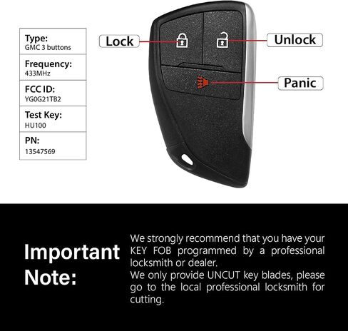 Replacement for 2020 2021 2022 2023 2024 2025 Buick Envision Key Fob Remote Control YG0G21TB2 3 Buttons 49 Chip 433MHz in Saudi Arabia