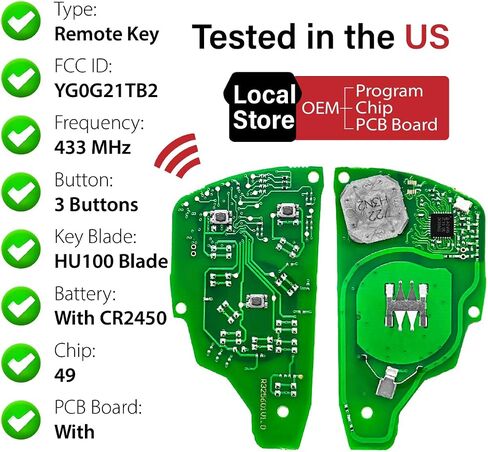 Replacement for 2020 2021 2022 2023 2024 2025 Buick Envision Key Fob Remote Control YG0G21TB2 3 Buttons 49 Chip 433MHz in Saudi Arabia