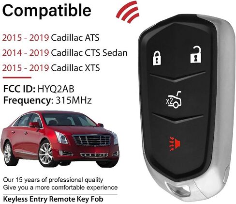 Car Key Fob Remote Keyless Entry Control HYQ2AB 315MHz 4 Button Replacement for 2014-2019 Cadillac ATS CTS Sedan XTS in Saudi Arabia