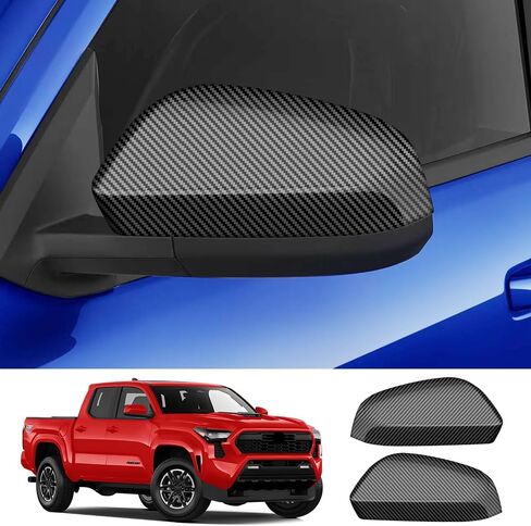 Chrome Carbon Fiber Style Car Side Door Mirror Cover Rearview Trim Panel for 2024 2025 Toyota Tacoma Limited，Trailhunter，TRD Off-Road，TRD Sport，TRD Pro Auto Exterior Decorations Accessories in Saudi Arabia