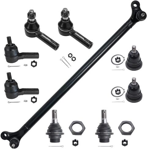 محور ديترويت - طقم تعليق أمامي 9 قطع لـ 98-04 Nissan Frontier، 00-04 Xterra، 4 أطراف قضيب ربط داخلي خارجي 4 مفاصل كروية سفلية علوية 1 وصلات مركزية 2000 2001 2002 2003 2004 استبدال in Saudi Arabia