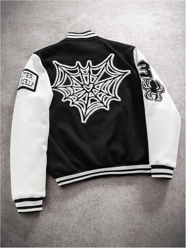 SOLY HUX Men's Letter Graphic Color Block Varsity Jacket Long Sleeve Y2k Streetwear Baseball Jacket in Saudi Arabia