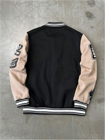 Soly Hux Men's Letter Graphic Color Block Jacket Jacket Long Long Y2K Streetwear Reepball Jacket in Kuwait
