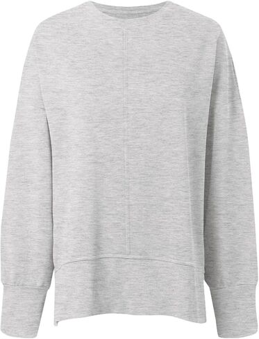Crew Neck Sweatshirts Women Oversized Sweatshirt Long Sleeve Hoodies Casual Slit Sloucthy Trendy Pullover Clothes in Saudi Arabia