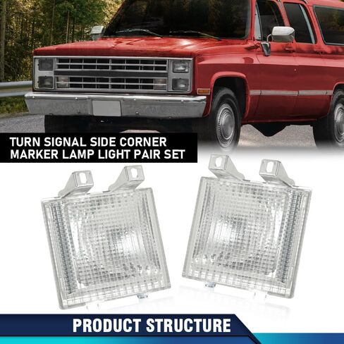 PIT66 Turn Signal Light Side Corner Marker Lamps Left & Right Compatible with Chevy C10 C20 C30 K10 K20 K30 1983-1986 Fit Chevy G10 G20 G30 1983-1991/Chevy Blazer 1987-1988 918045, GM2521110 in Saudi Arabia