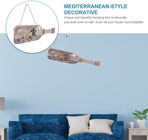 TOPPERFUN ديكور جدار مجداف خشبي ريفي، 15.72 × 3.34 بوصة ديكور باب مجداف على الطراز البحري الأبيض المتوسط، ديكور منزلي على الطراز البحري البحري in Kuwait