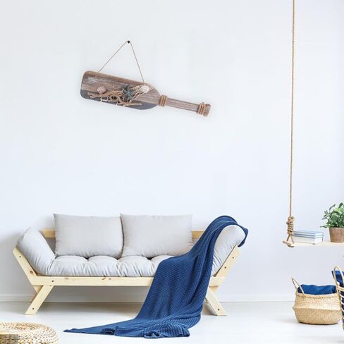 TOPPERFUN ديكور جدار مجداف خشبي ريفي، 15.72 × 3.34 بوصة ديكور باب مجداف على الطراز البحري الأبيض المتوسط، ديكور منزلي على الطراز البحري البحري in Kuwait