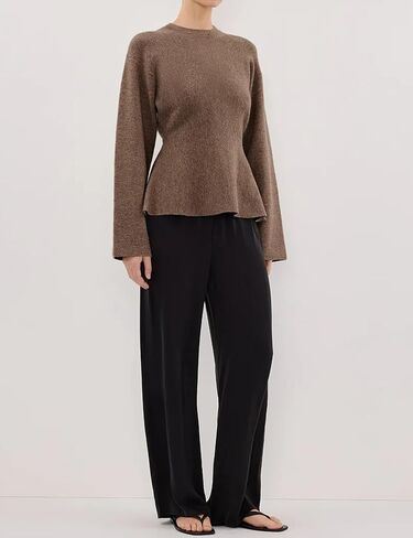 Women's Long Sleeve Sweater Casual Crew Neck Knit Pullover with Tie in Saudi Arabia