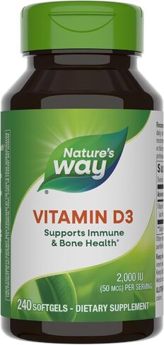 Nature's Way Vitamin D3 ، يدعم صحة العظام ووظيفة المناعة*، 2000 وحدة دولية (50 ميكروغرام لكل وجبة) ، 240 ناعمة (قد تختلف العبوة) in Kuwait
