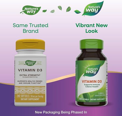 Nature's Way Vitamin D3 ، يدعم صحة العظام ووظيفة المناعة*، 2000 وحدة دولية (50 ميكروغرام لكل وجبة) ، 240 ناعمة (قد تختلف العبوة) in Kuwait