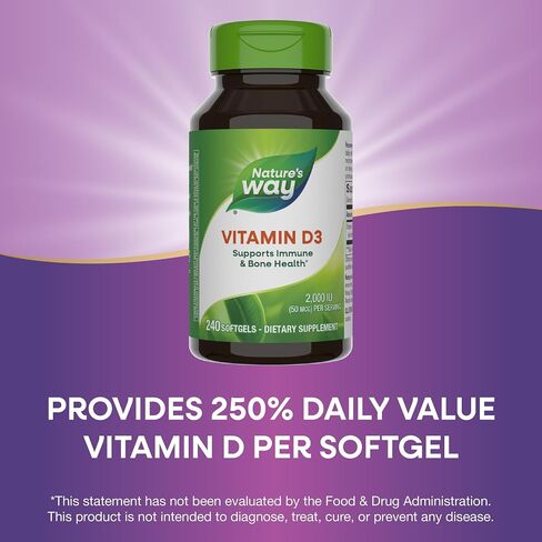 Nature's Way Vitamin D3 ، يدعم صحة العظام ووظيفة المناعة*، 2000 وحدة دولية (50 ميكروغرام لكل وجبة) ، 240 ناعمة (قد تختلف العبوة) in Kuwait