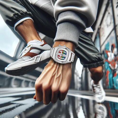 PINTIME Mens Retro Square Stainless Steel Wristwatch, Unique 3D Grid Dial Design, Fashion Quartz Watch with Silver Strap, Stylish for Casual & Formal Occasions in Saudi Arabia