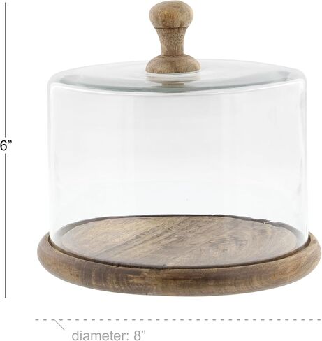 Deco 79 Glass Cake Stand with Glass Lid, 8" x 8" x 11", Clear in Saudi Arabia
