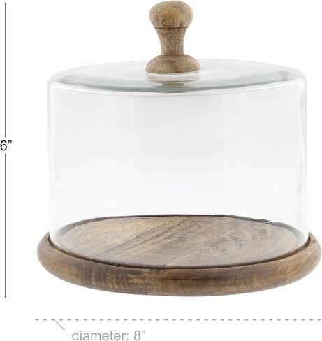 Deco 79 Glass Cake Stand with Glass Lid, 8" x 8" x 11", Clear in Saudi Arabia