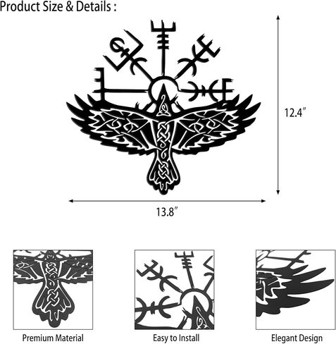 Metal Nordic Crow Decor – Premium Viking and Raven Wall Art – Unique Gothic and Crow Accents for Home & Kitchen in Saudi Arabia