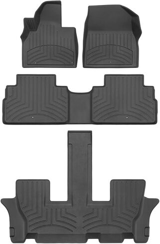 سجادات أرضية WeatherTech FloorLiner HP Custom Fit لسيارة Kia Telluride - مجموعة كاملة (441532-1-2-3IM)، أسود in Saudi Arabia