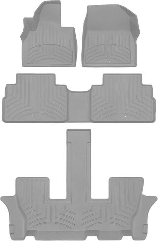 سجادات أرضية WeatherTech FloorLiner HP Custom Fit لسيارة Kia Telluride - مجموعة كاملة (441532-1-2-3IM)، أسود in Kuwait