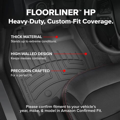 سجادات أرضية WeatherTech FloorLiner HP Custom Fit لسيارة Kia Telluride - مجموعة كاملة (441532-1-2-3IM)، أسود in Kuwait