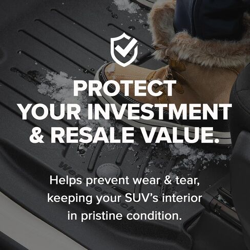 سجادات أرضية WeatherTech FloorLiner HP Custom Fit لسيارة Kia Telluride - مجموعة كاملة (441532-1-2-3IM)، أسود in Kuwait