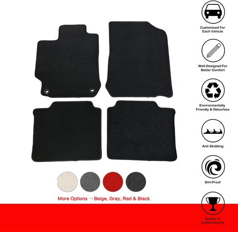 Floor Mats Compatible with 2012-2017 Toyota Camry, Black Nylon Front Rear Flooring Protection Interior Carpets 4PC by IKON MOTORSPORTS, 2013 2014 2015 2016 in Saudi Arabia