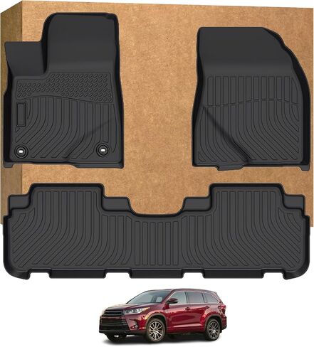 سجادات أرضية لسيارة Toyota Highlander 2014-2019 7 مقاعد، بطانات أرضية للحماية من جميع الأحوال الجوية، سجادات أرضية مخصصة لسيارة Toyota، بطانات أرضية مقاومة للماء مضادة للانزلاق من TPE (5) in Saudi Arabia