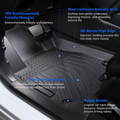 سجادات أرضية لسيارة Toyota Highlander 2014-2019 7 مقاعد، بطانات أرضية للحماية من جميع الأحوال الجوية، سجادات أرضية مخصصة لسيارة Toyota، بطانات أرضية مقاومة للماء مضادة للانزلاق من TPE (5) in Saudi Arabia