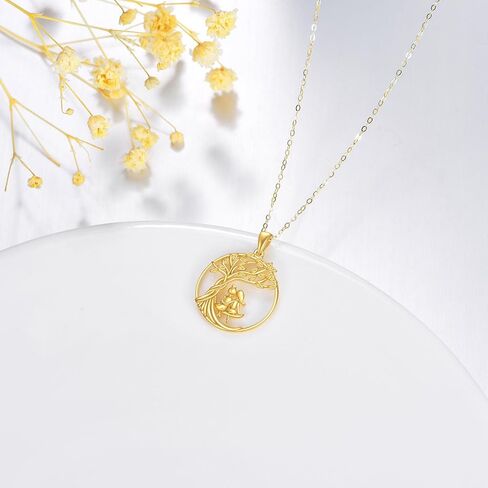 14K Real Gold Sister Necklace Solid Yellow Gold Tree of Life Pendant Jewelry Birthday Mother's Day Anniversary Christmas Gifts for Women Sister in Saudi Arabia