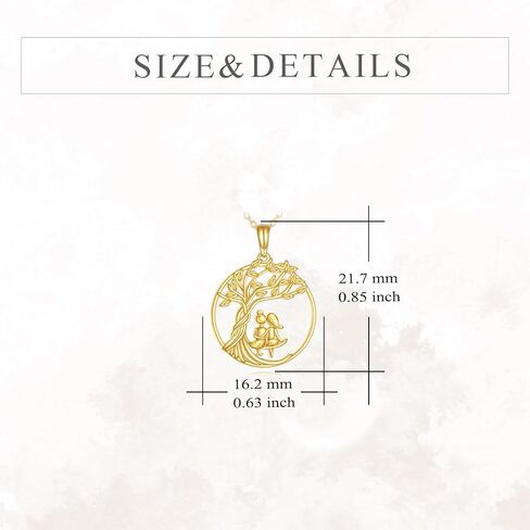 14K Real Gold Sister Necklace Solid Yellow Gold Tree of Life Pendant Jewelry Birthday Mother's Day Anniversary Christmas Gifts for Women Sister in Saudi Arabia