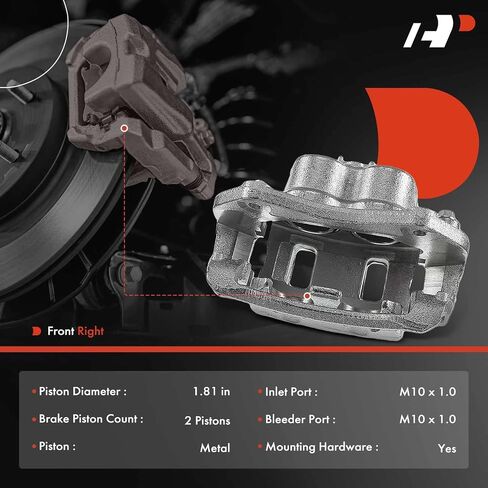 A-Premium Disc Brake Caliper Assembly with Bracket Compatible with Select Hyundai Models - Veracruz 2007 2008 2009 2010 2011 2012, V6 3.8L - Front Right Passenger Side in Saudi Arabia