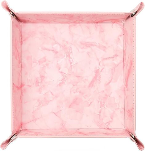 منظم تخزين سطح المكتب من siduater Valet Tray - صينية من الجلد النباتي بجانب السرير وحامل العلبة منضدة لجهاز التحكم عن بعد، والساعة، والمفاتيح، والهاتف، والمحفظة، والعملة المعدنية، والمجوهرات، باللون الوردي الحجري in Kuwait