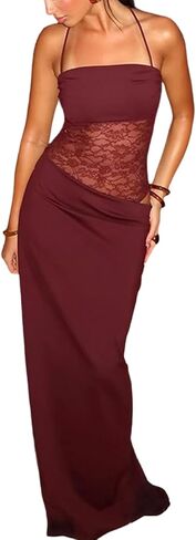 المرأة مثير الدانتيل فساتين مشد طويلة السباغيتي أكمام الربط Bodycon نادي الحفلات المسائية in Kuwait