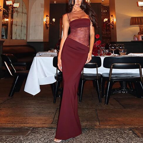 المرأة مثير الدانتيل فساتين مشد طويلة السباغيتي أكمام الربط Bodycon نادي الحفلات المسائية in Kuwait