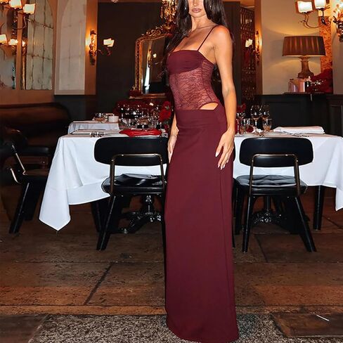 المرأة مثير الدانتيل فساتين مشد طويلة السباغيتي أكمام الربط Bodycon نادي الحفلات المسائية in Kuwait