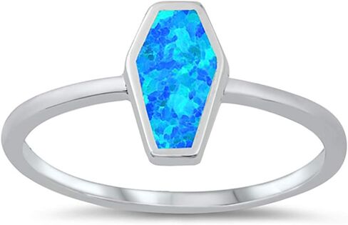 CloseoutWarehouse Simulated Opal Coffin Shape Ring Sterling Silver in Kuwait