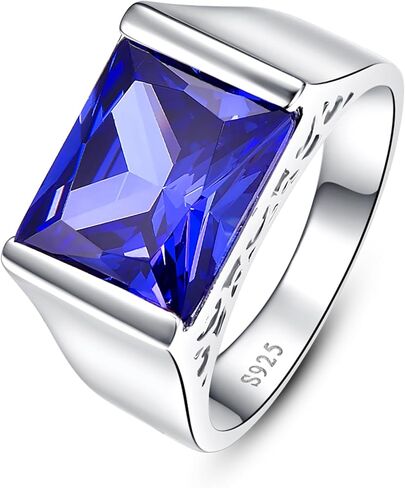 10ct 8x12 مللي متر مربع قطع مكون الياقوت | خاتم الزبرجد 925 خاتم فضة رجالي خطوبة الزفاف العصابات حلقة حجم 6-14 in Kuwait