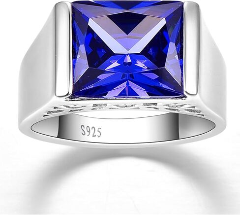 10ct 8x12 مللي متر مربع قطع مكون الياقوت | خاتم الزبرجد 925 خاتم فضة رجالي خطوبة الزفاف العصابات حلقة حجم 6-14 in Kuwait