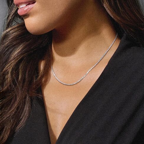 Ross-Simons Italian 2mm Sterling Silver Crisscross-Chain Necklace in Saudi Arabia