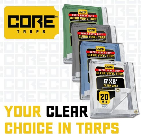 Core Tarps 30 Mil Extreme Heavy Duty Clear Tarp with Gromments - 8x10ft Super Clear Tarps Heavy Duty Waterproof Vinyl Tarpaulin, Transparent Tarp for Outdoor, Camping & Construction, Clear in Saudi Arabia
