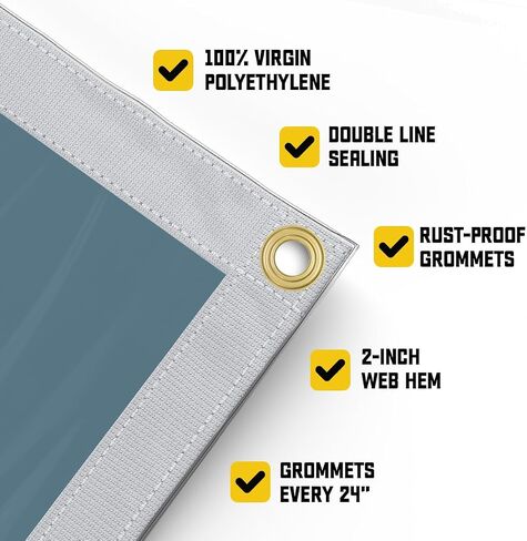 Core Tarps 30 Mil Extreme Heavy Duty Clear Tarp with Gromments - 8x10ft Super Clear Tarps Heavy Duty Waterproof Vinyl Tarpaulin, Transparent Tarp for Outdoor, Camping & Construction, Clear in Saudi Arabia
