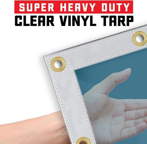 Core Tarps 30 Mil Extreme Heavy Duty Clear Tarp with Gromments - 8x10ft Super Clear Tarps Heavy Duty Waterproof Vinyl Tarpaulin, Transparent Tarp for Outdoor, Camping & Construction, Clear in Saudi Arabia